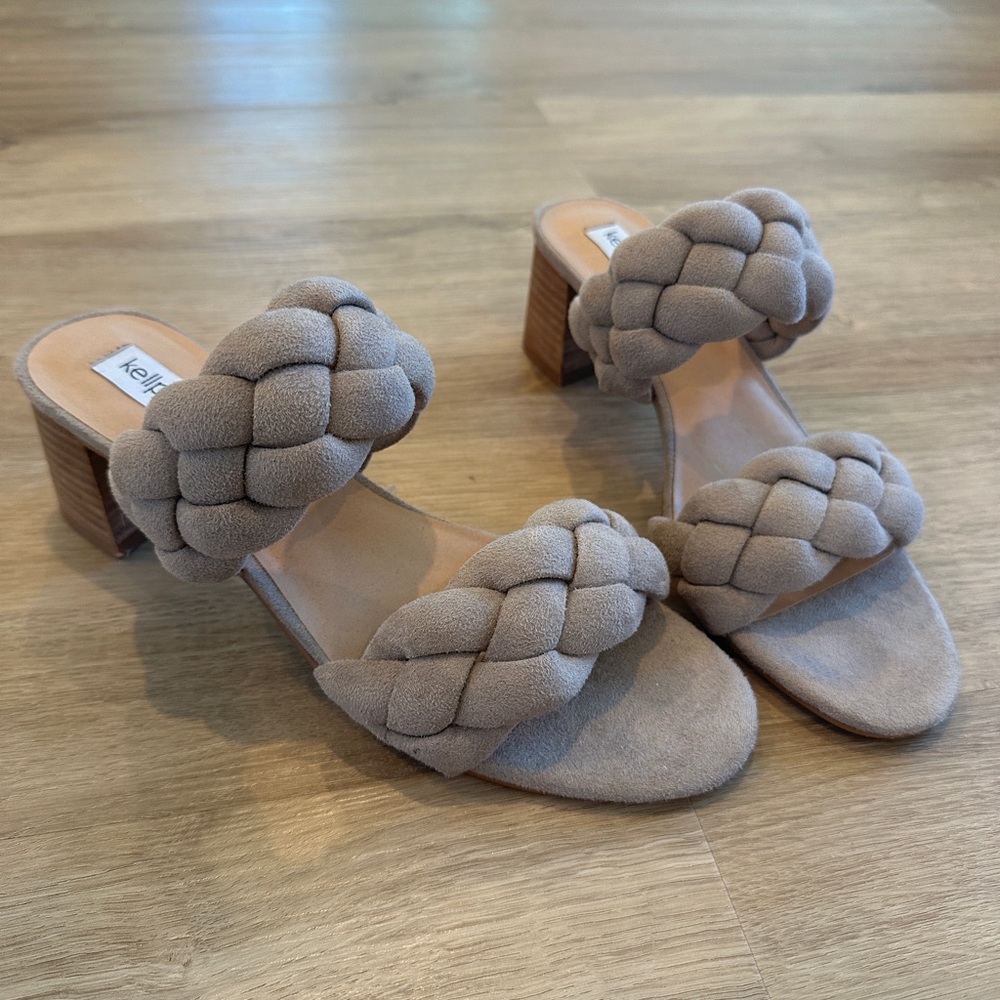 Taupe braided heeled sandal
